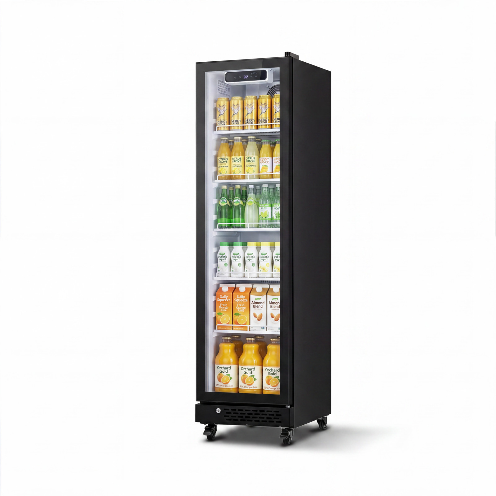 Yeego 6.9 Cu.ft Commercial Fridge 1 Glass Door Merchandiser Refrigerator Black