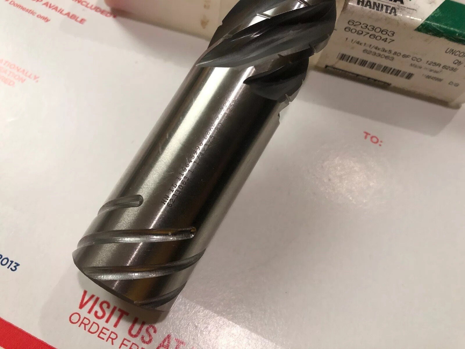 NEW WIDIA HANITA 6233063 HSS END MILL 1. 1/4 x 1. 1/4 x 3 x 5.80 6F CO .125R