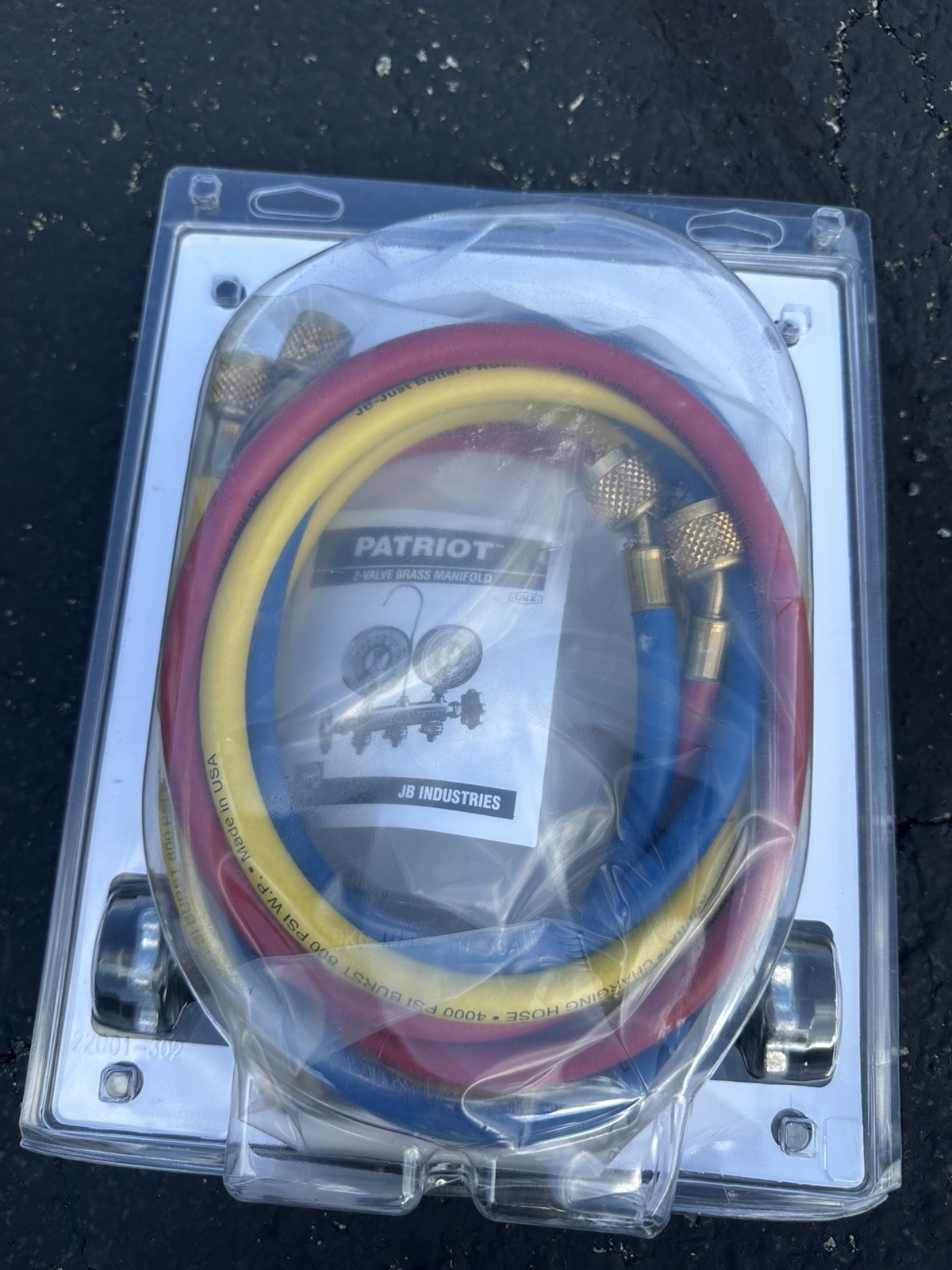 JB Industries Patriot 22233 Brass 2-Valve Manifold Gauge Set with Kobra Hoses