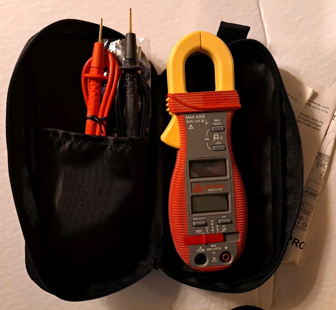 Clamp Multimeter Amprobe ACD-14-PRO w Banana plug K-type thermocouple Test 25Gb5