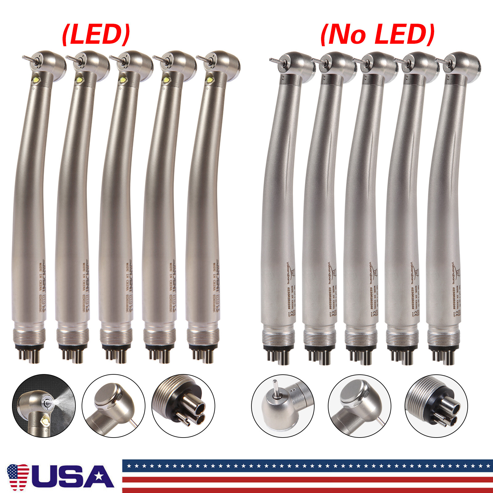 1-10 Yabangbang Dental (LED E-generator) High Speed Handpiece 4/2 Hole NSK Style