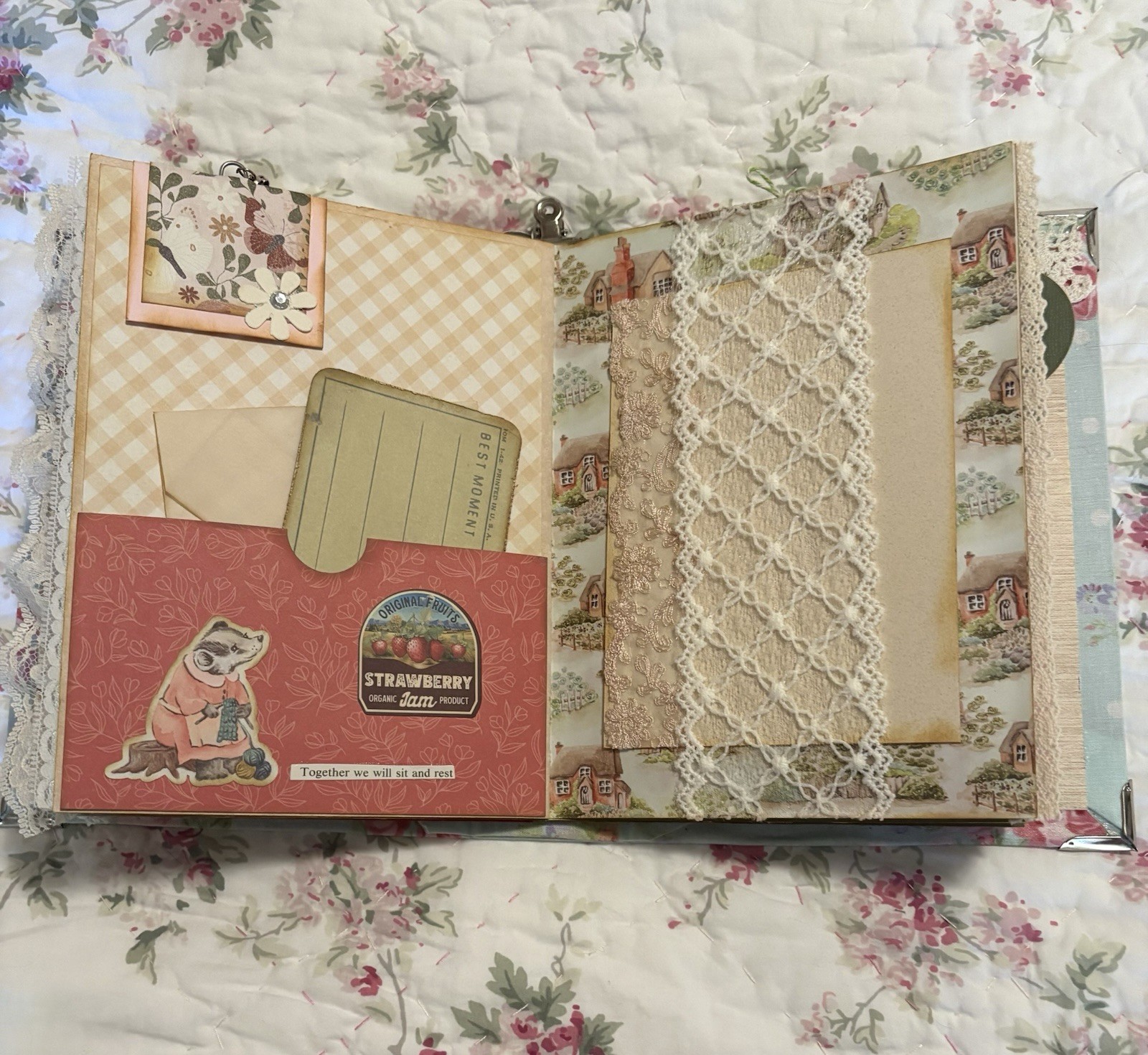 Handmade Keepsake Journal 14 double sided pages, “Whimsical Animals”