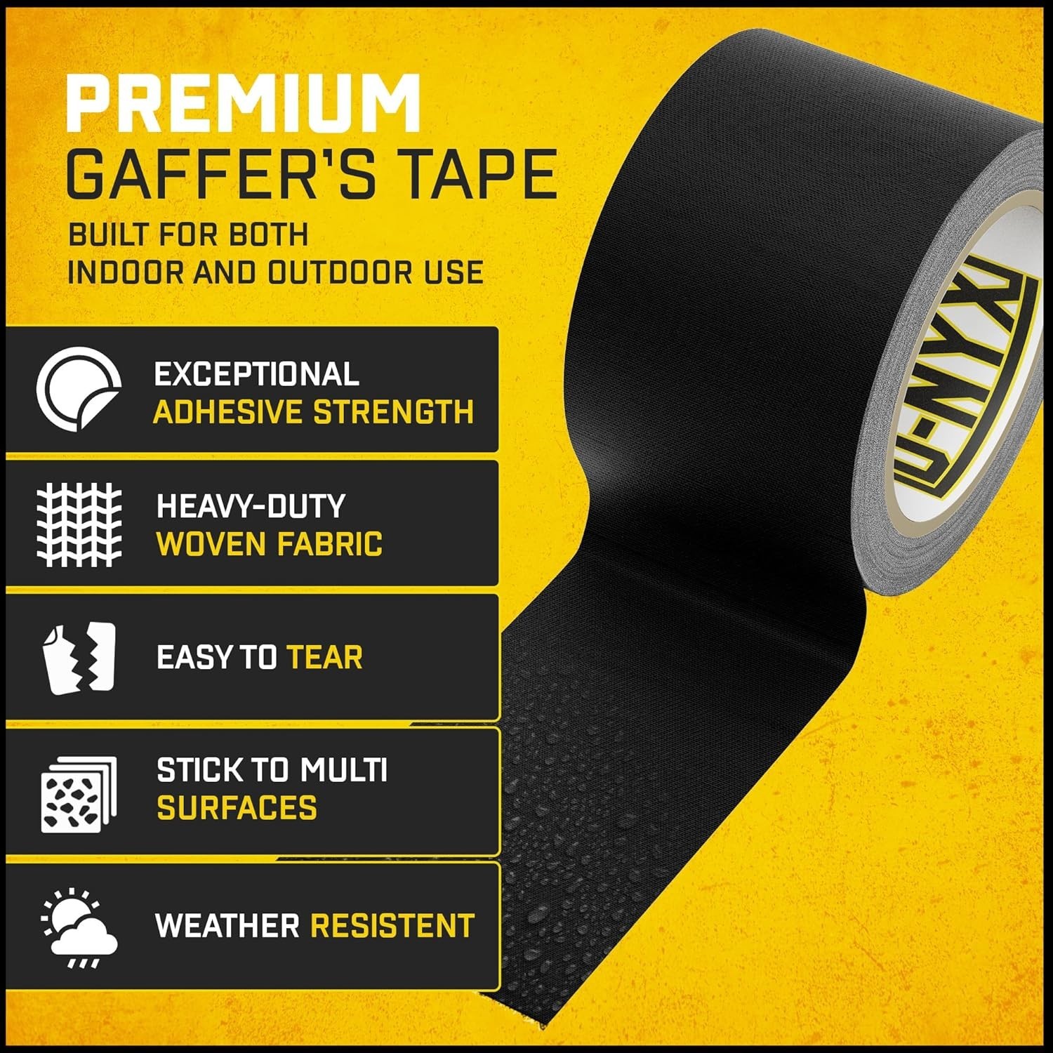 Gaffer Tape 2 Inch x 1 Pack Black Gaffing Tapes, Heavy Duty No Residue, Matte