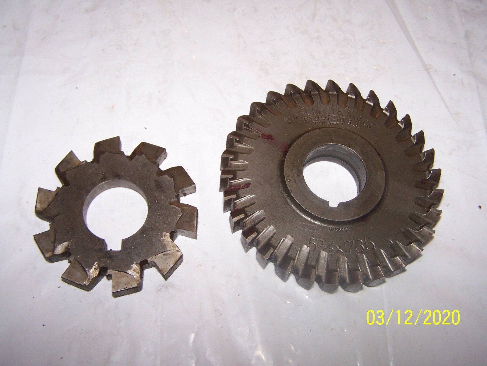 2 National Gear Milling Cutters (1) 5 1/2″ X .765 & (1) 3 1/4″ (1 1/4 Centers)
