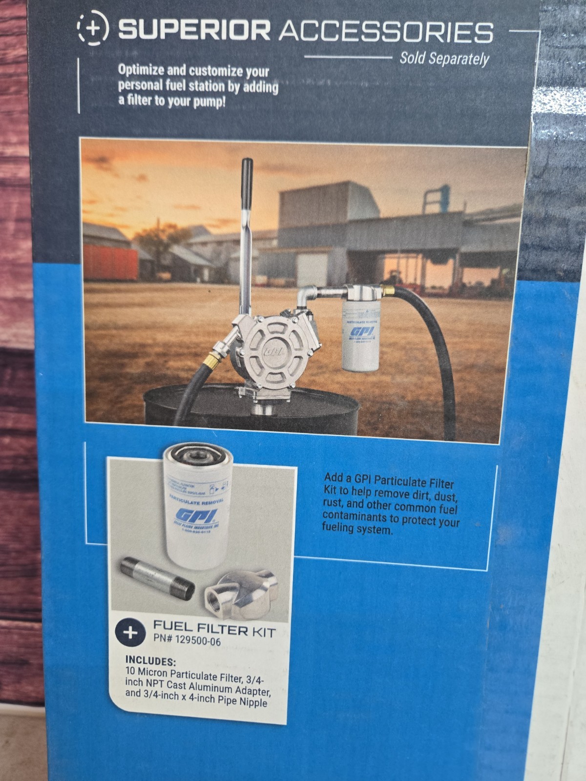 GPI HP-100-UL Lever Action Fluid Transfer Hand Pump w Fuel Filter Kit 50 GPM NEW