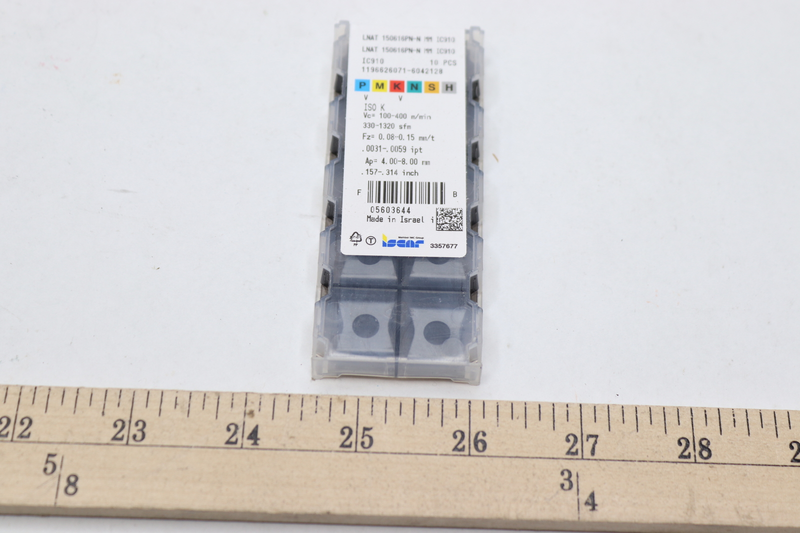 (10-Pk) Iscar Carbide Milling Insert 0.5906″ L x 0.5465″ Thick x 0.2362″ W
