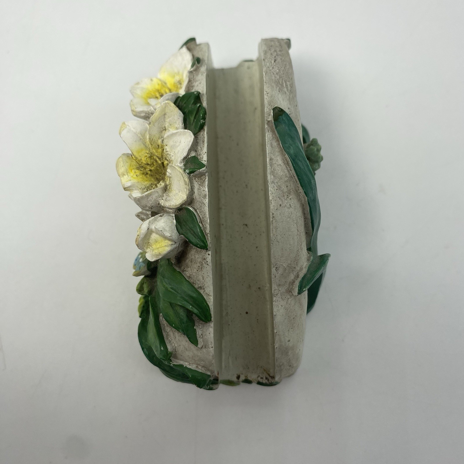 Vintage Business Card Holder Floral Resin 3.5” Recipe Card Desk Accessory