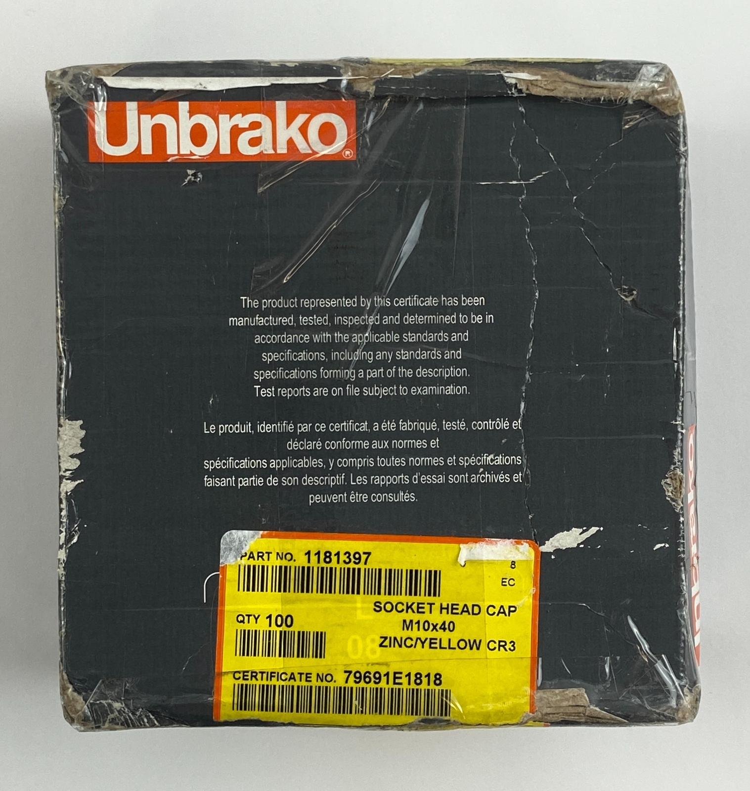 Unbrako Socket Head Cap M10x40 Zinc Yellow CR3 1181397 100-Pack