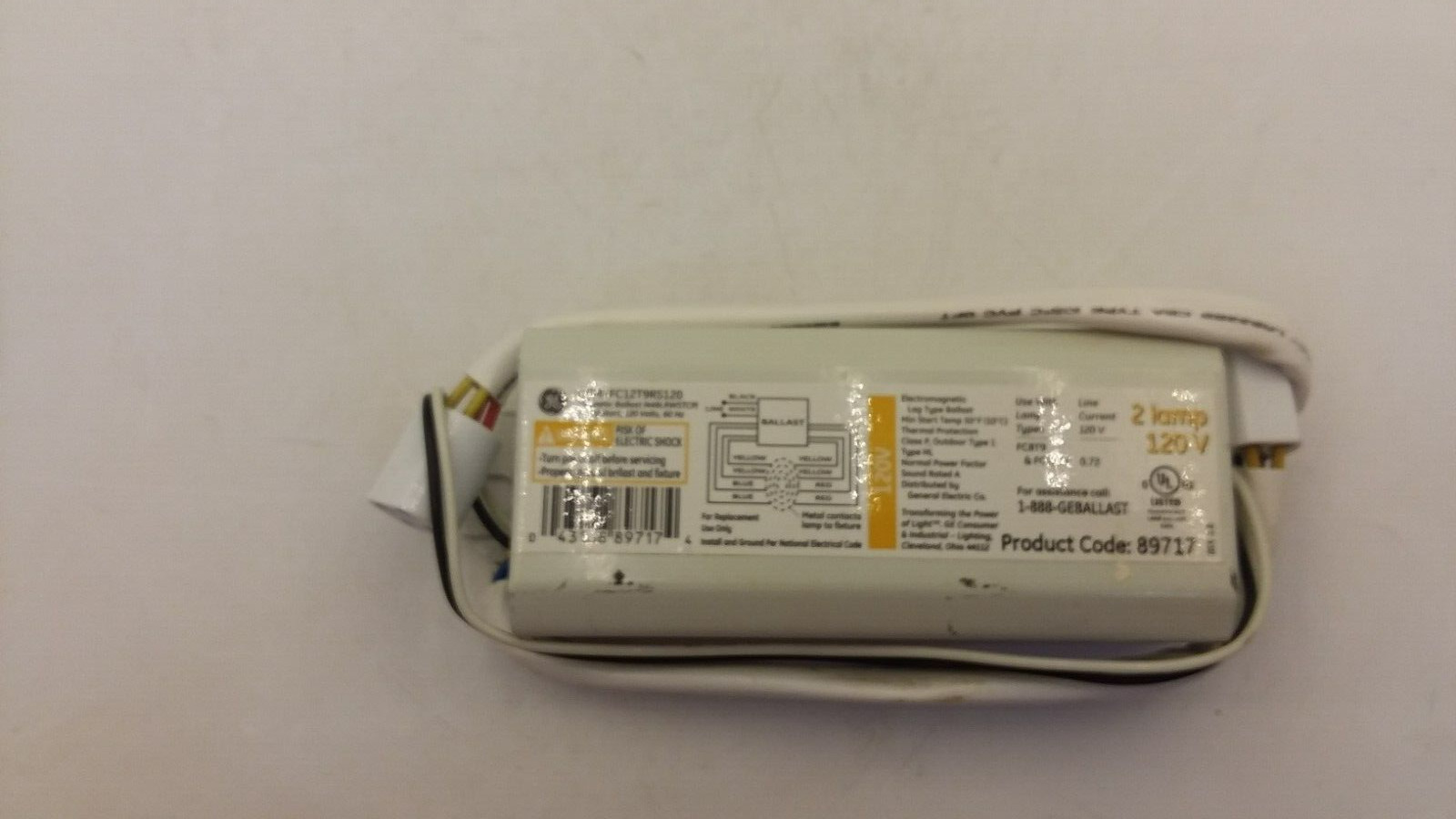 GENERAL ELECTRIC GEM1FC12T9RS120 MAGNETIC BALLAST RAPID START 120VOLTS 60HZ NNB
