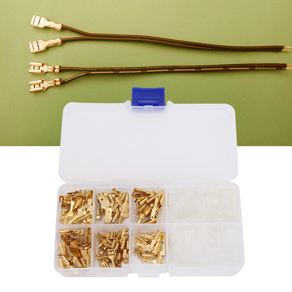 180Pcs Electrical Wire Cable Terminal Connector Golden Insert Spring With Cover