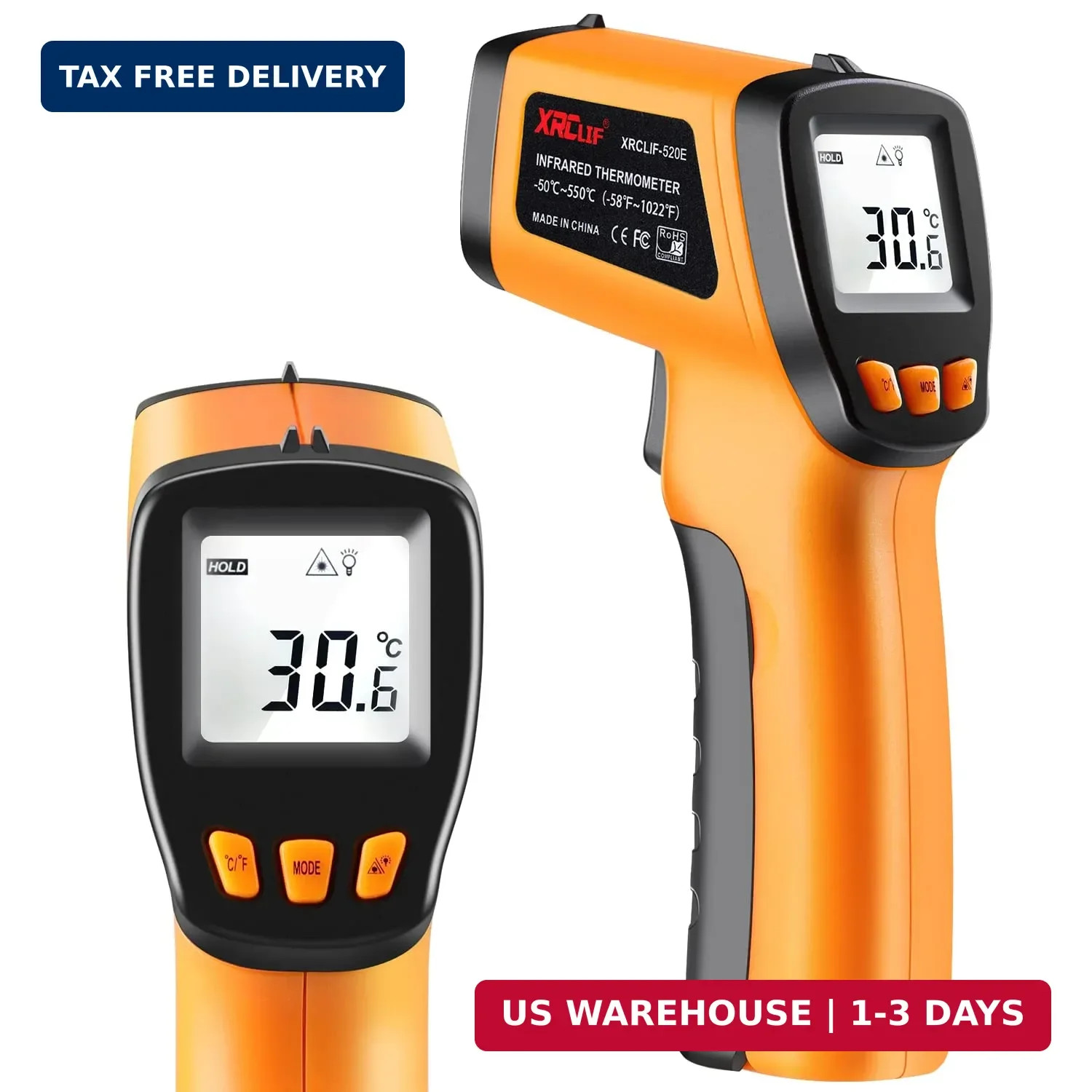 Laser Thermometer Infrared Temp Gun with Self Calibration -58°F to 1022°F (-50°C