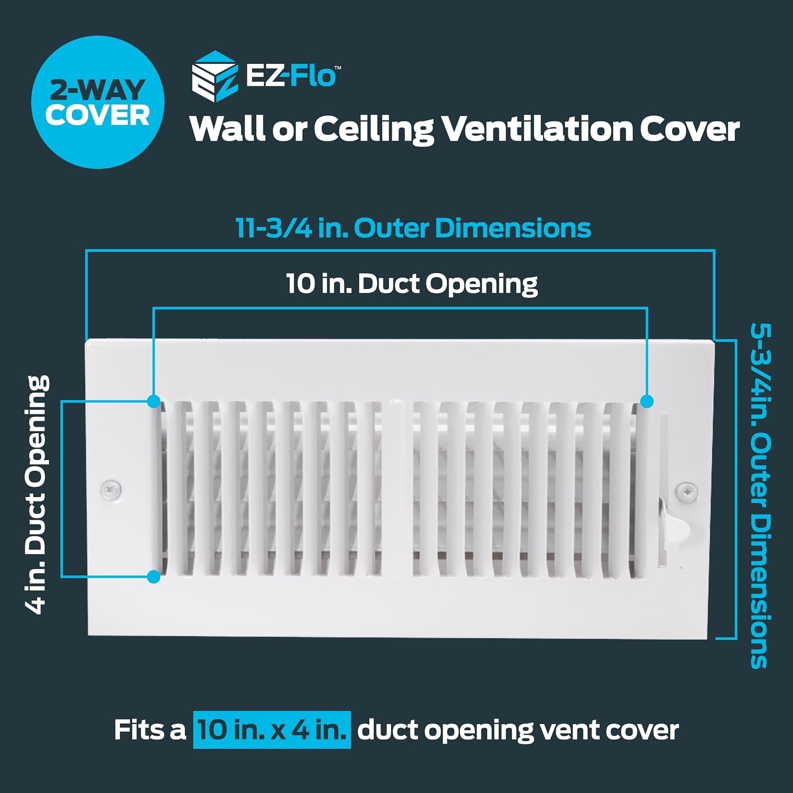 EZ-FLO 10 x 4 in HVAC Vent Cover Wall Ceiling Steel Register White