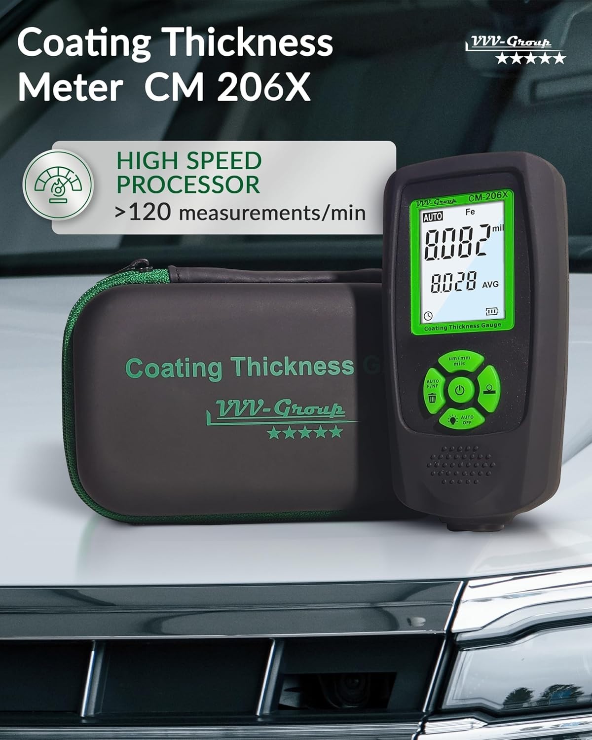 Automotive Paint Thickness Gauge for Coating Measurement with Auto Detection
