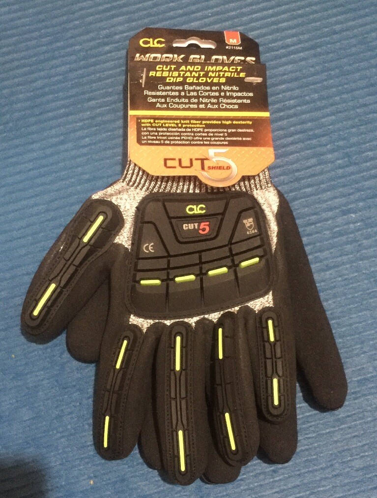 CLC Work Gear 2115M Medium Cut & Impact Resistant Nitrile Dip Gloves
