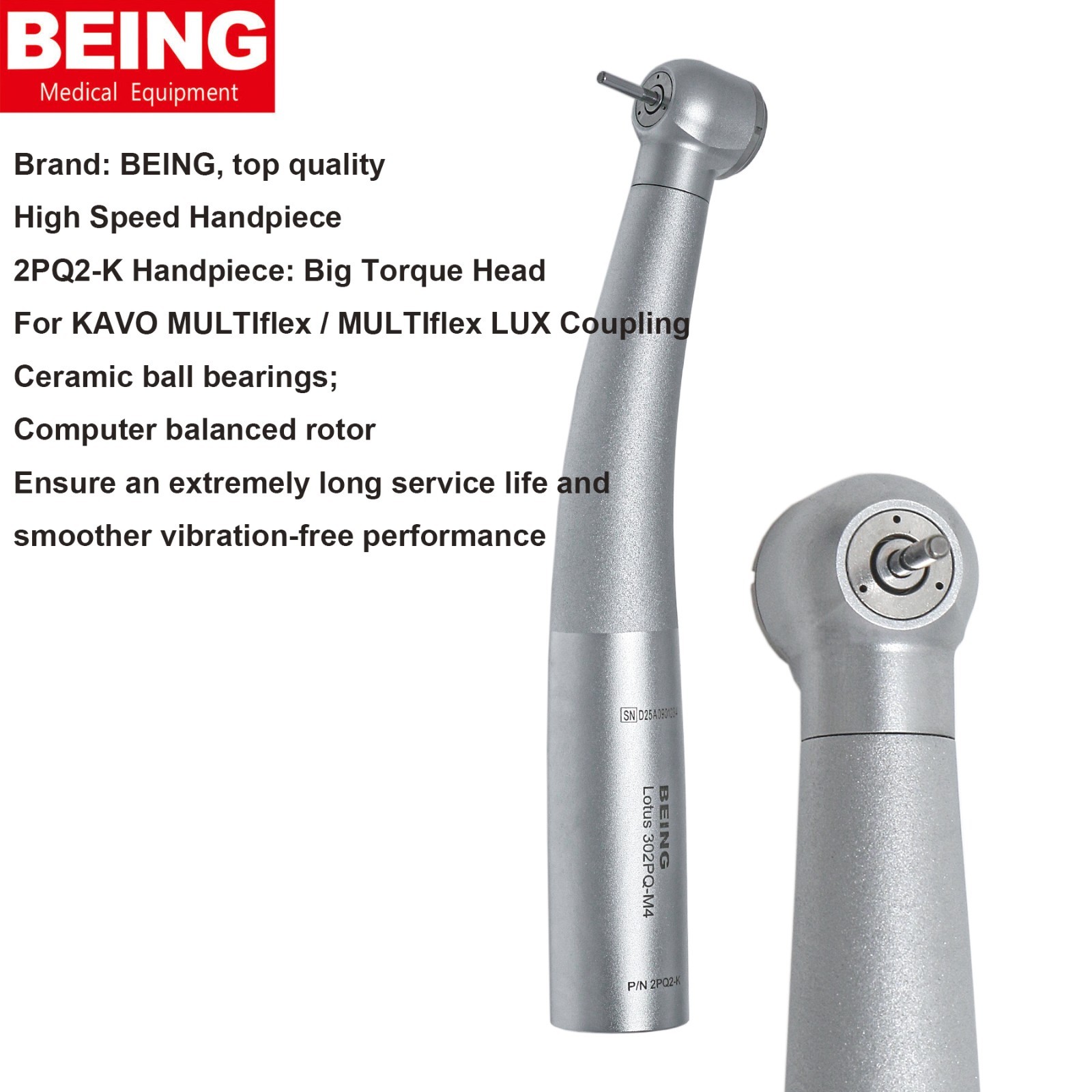 US BEING Dental High Speed Handpiece 4Hole For KAVO MULTIflex Coupler Big Torque
