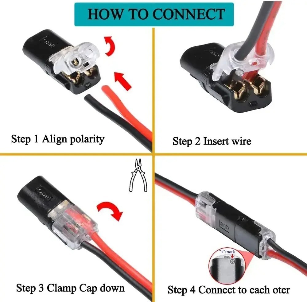 100pcs Double-Wire Plug-in Connector, Cable Clamp with Locking Buckle, AWG 18-22