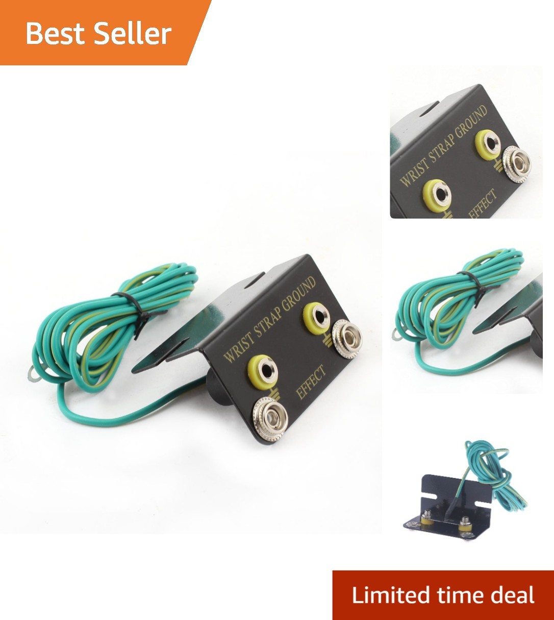 5.5ft Green Terminal Cable Anti-Static Connector for ESD Wrist Straps – L-Shaped