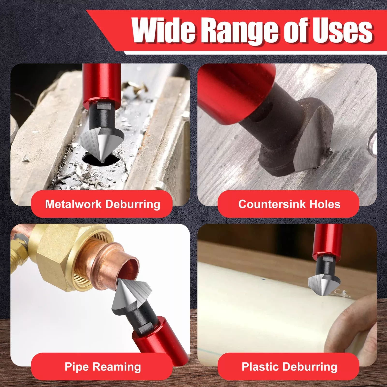 Professional Deburring Tool Countersink Hand Reamer with 10 Extra Blades Kit