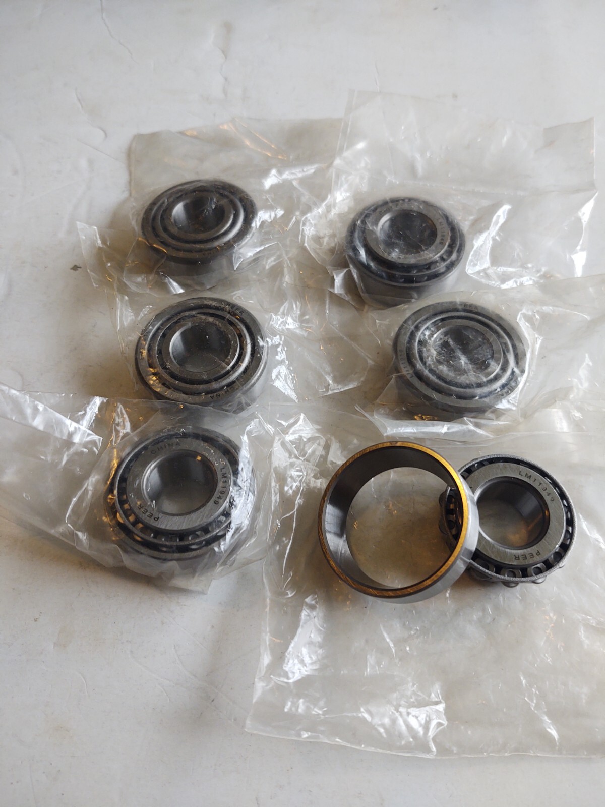 (6 SETS) PEER # LM11949 CONE / LM11910 CUP, TAPERED ROLLER BEARING SETS.