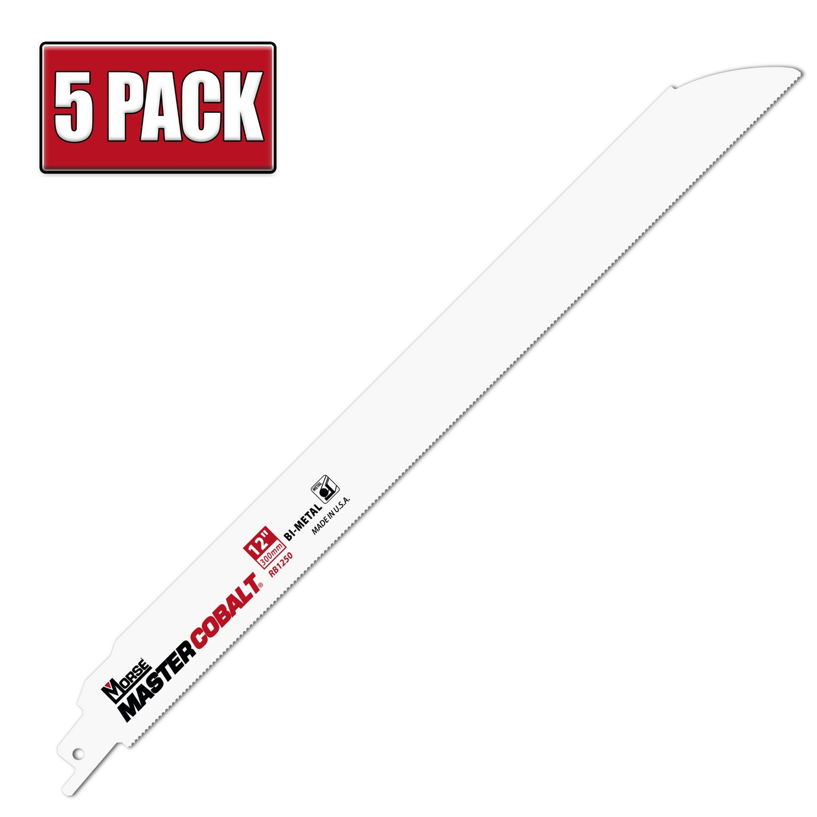 12″ x .05″ 14 TPI Morse Master Cobalt Bi-Metal Reciprocating Saw Blades – 5 Pack