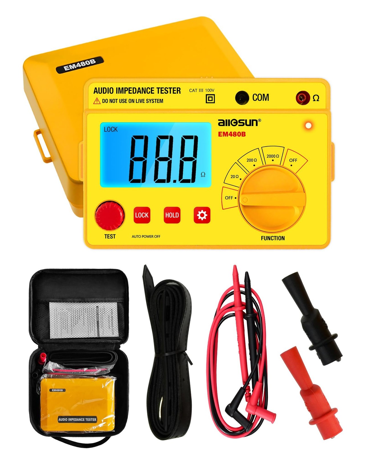 ALLOSUN – EM480B Audio Impedance Tester Digital LCD Insulation Resistance Meg…