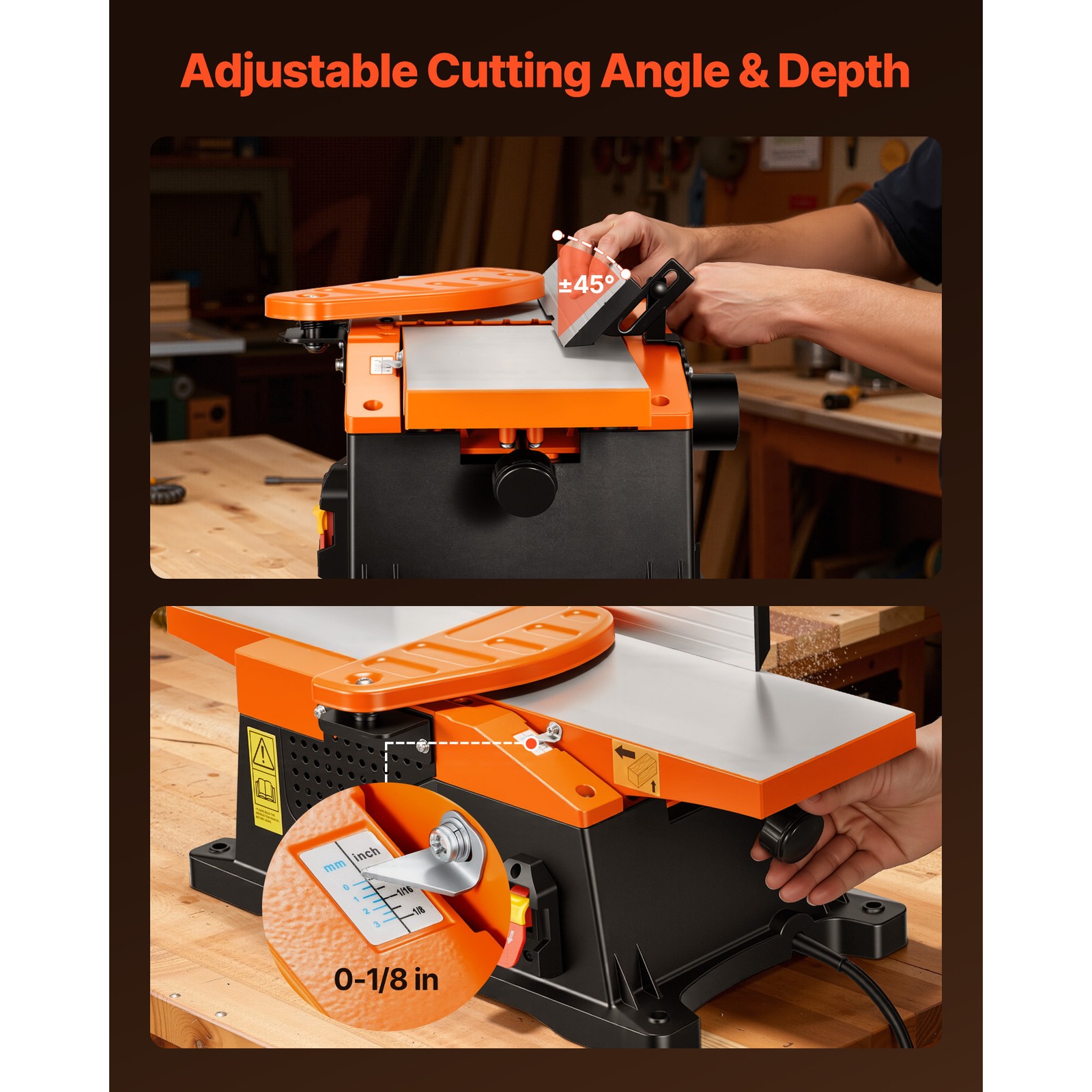 Uimoso Spiral Benchtop Jointer, 6-Inch, 12-Blade, 12000 RPM