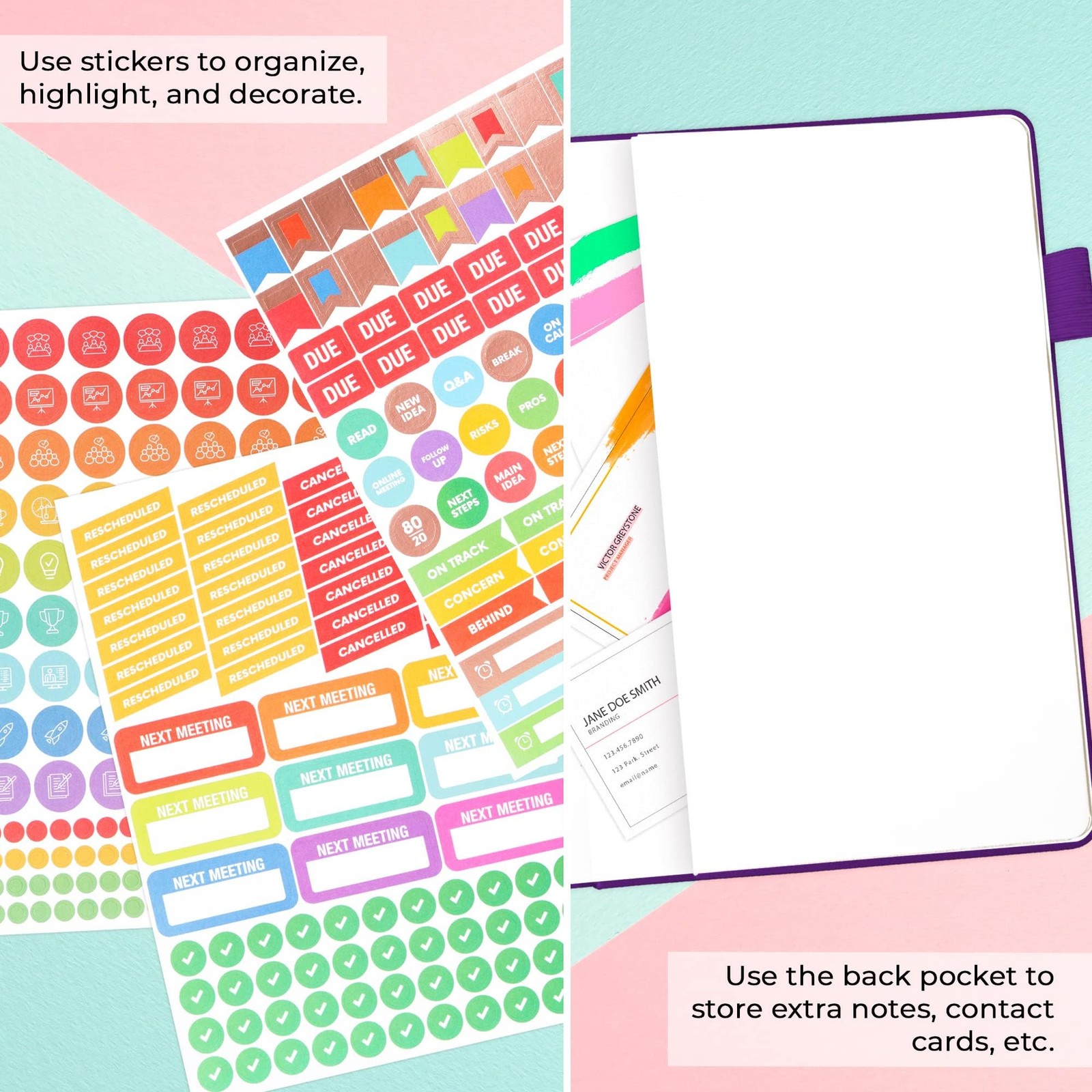 Clever Fox Meeting Notebook – Work & Business A5 (5.8» x 8.3»), Purple