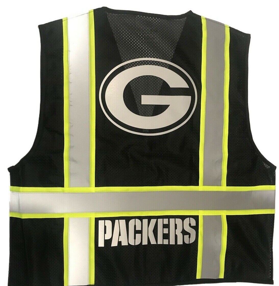 SAFETY WORK VEST PPE 🏈🦺GREENB BAY PACKERS W/REFLECTIVE STRIP SIZE ADULT M-5XL