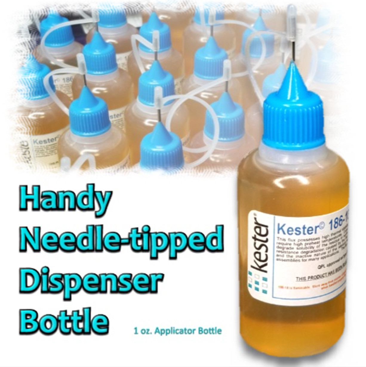 30ml Kester (1oz.) 186-18 Liq. Soldering Rosin Flux Needle Tip Bottle No Clean