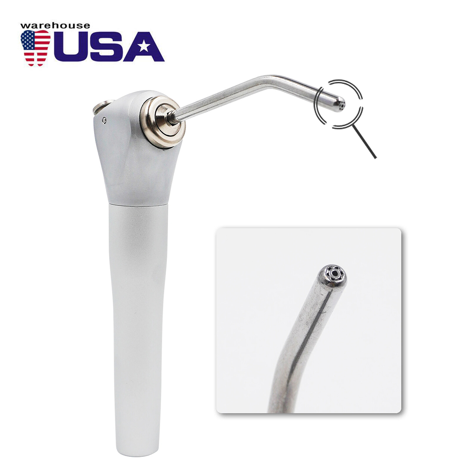 Dental 3 Way Air Water Syringe Triple Spray Handpiece with 2 Nozzles Tips Tubes