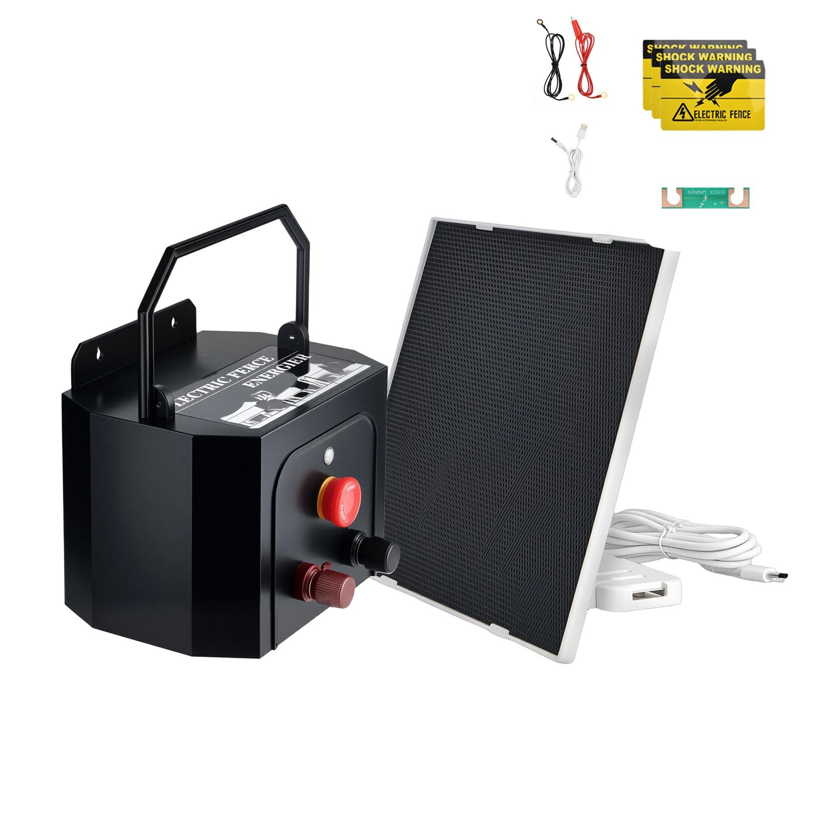 Solar Powered Electric Fence Charger 20 Mile Energizer for Pet Animals