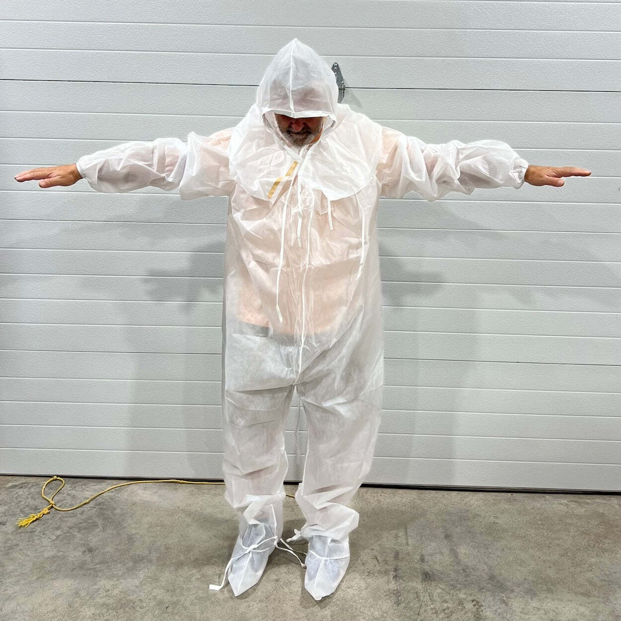 3 pk Rugged Quality Coveralls Disposable With Booties & Hood Made in USA L-XL