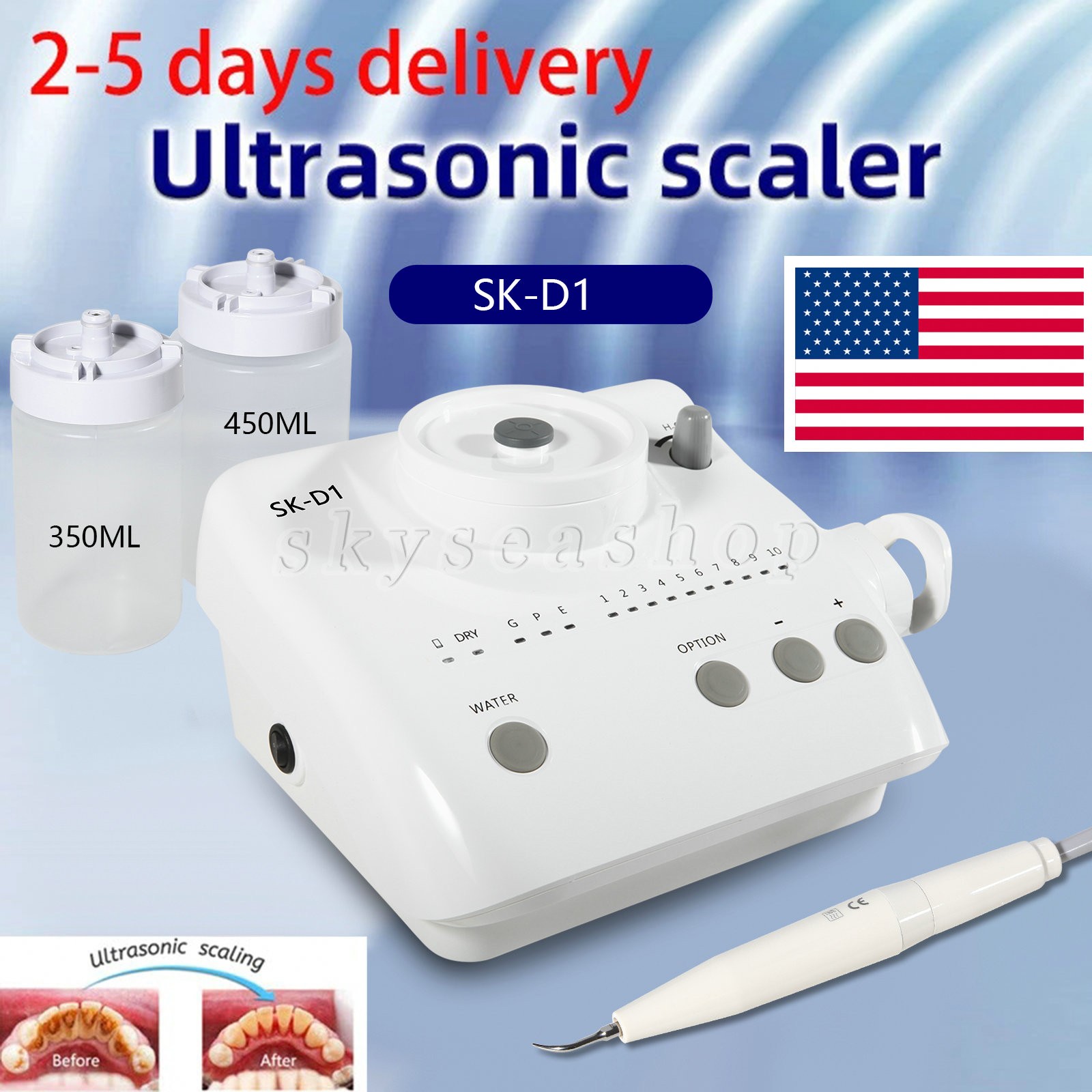 Professional Dental Scaler + 2 Bottles Fit For DTE ATELEC Handpiece & Tips