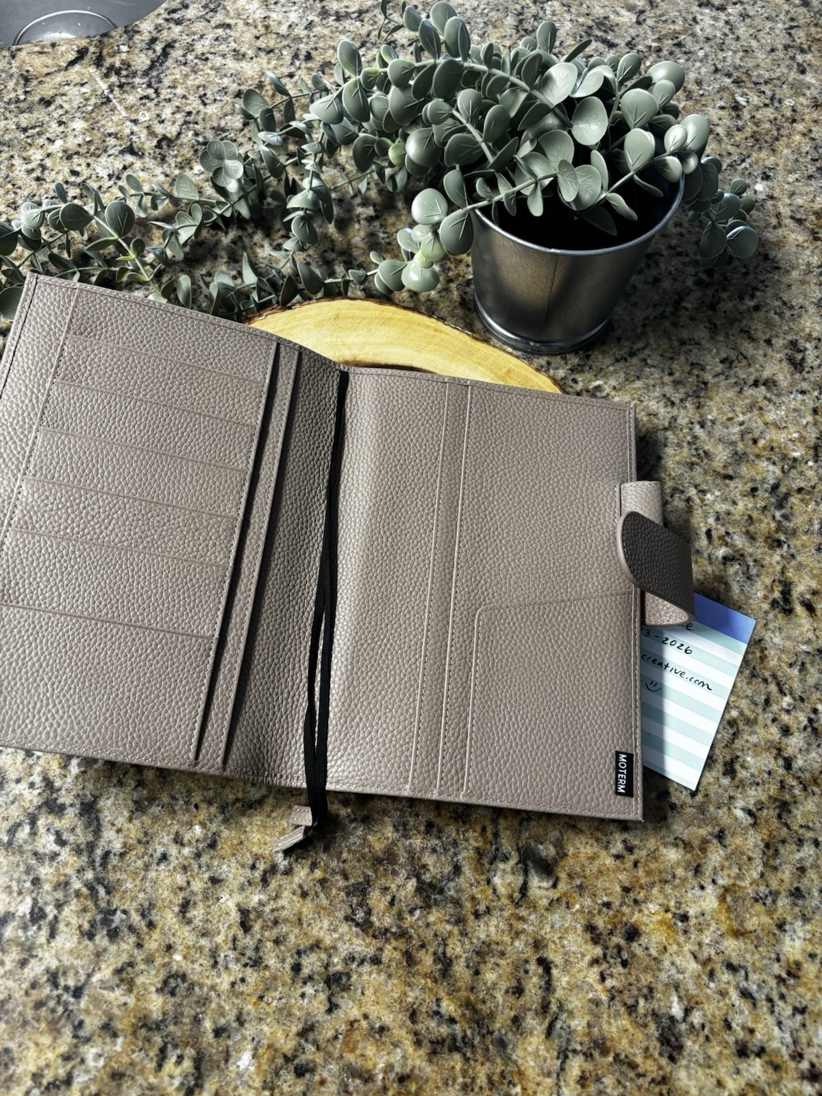 Moterm A5 Taupe Notebook Cover with Strap Closure, Card Slots