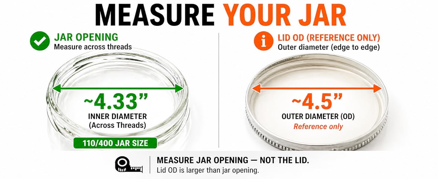 3-Pack White Metal Lids for 1 Gallon & 1/2 Gallon Wide Mouth Glass Jars – 110mm