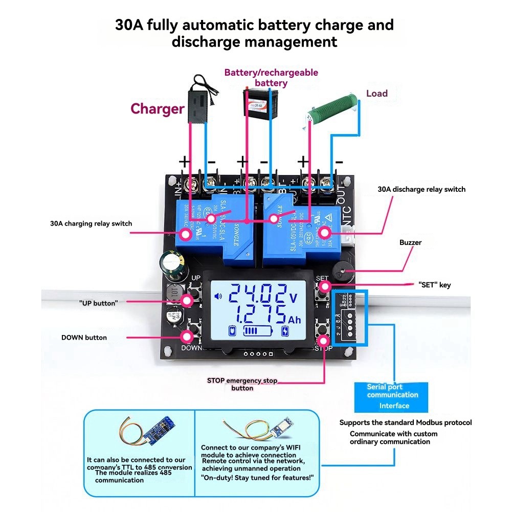 XY-BT13L 30A- for battery charging and discharging with power detection protection