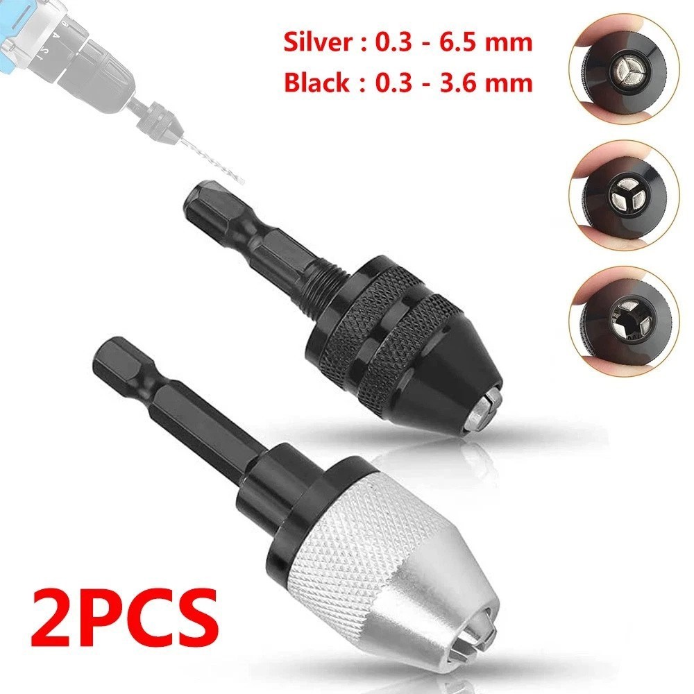 2x Keyless Chuck Conversion 1/4″ Hex Shank Adapter Drill Bit Quick Change Driver