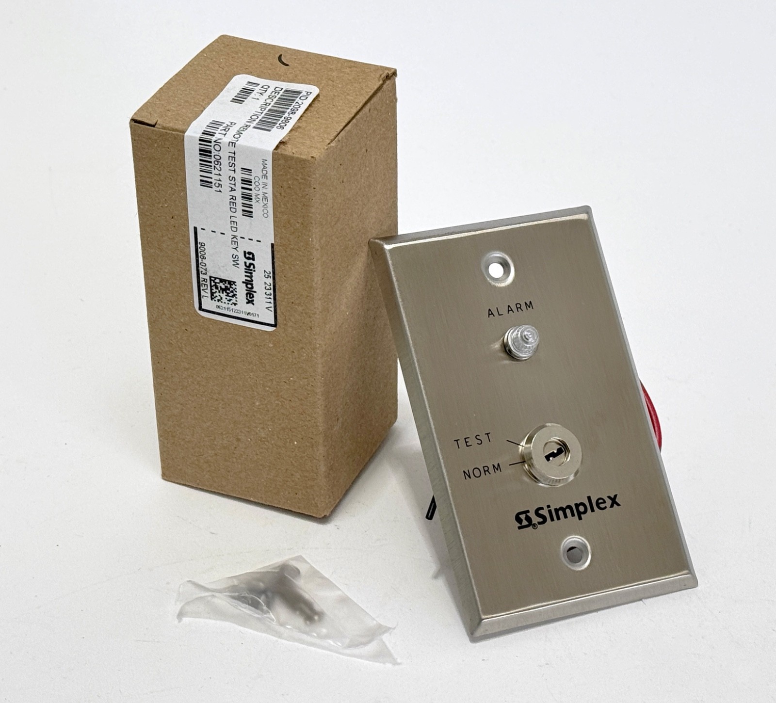 NEW SIMPLEX 2098-9806 Remote Test Station Red LED Key Switch 0621151 Steel