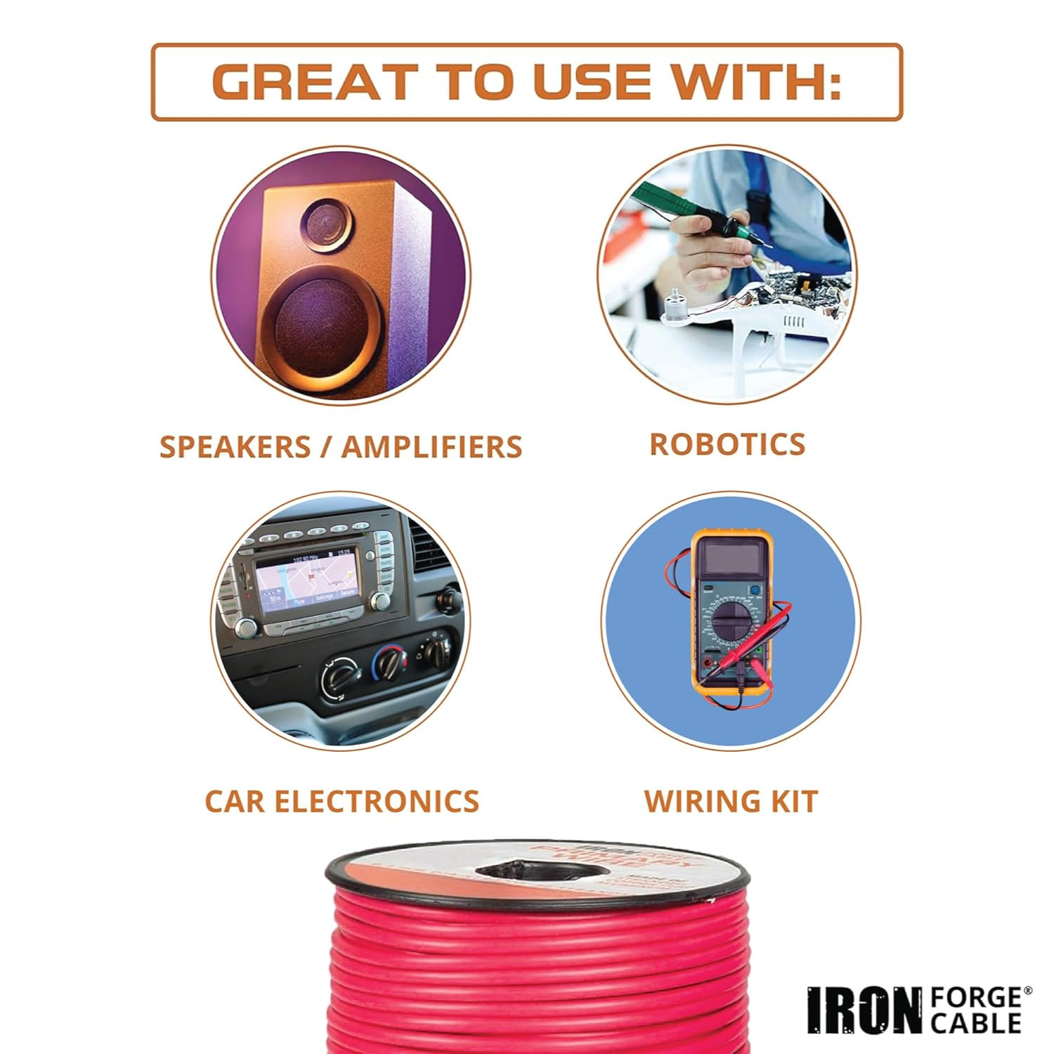 100 Ft 16 Gauge Cable Wire 10-Roll Assortment Automotive Wiring Kit Copper