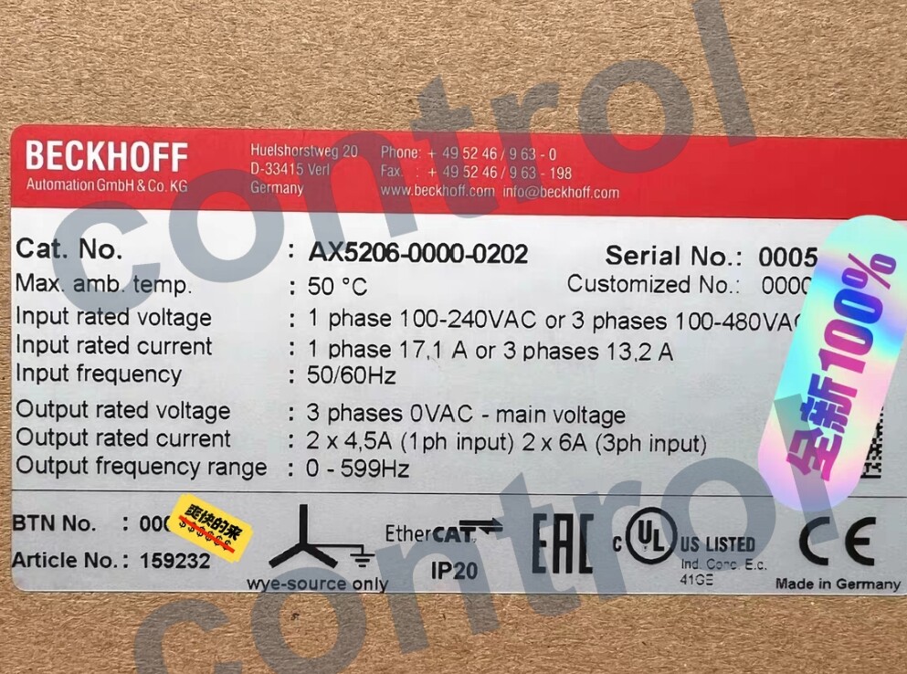 AX5206-0000-0202 server Driver AX5206-0000-0202 Brand New By DHL Fast Shipping