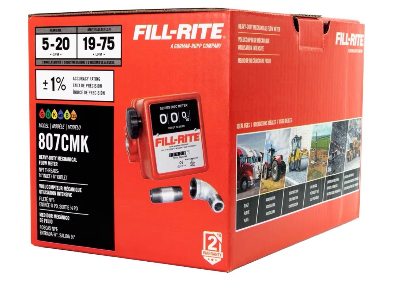 Fill-Rite 807CMK Mechanical Fuel Flow Meter 5-20 GPM 3/4” NPT