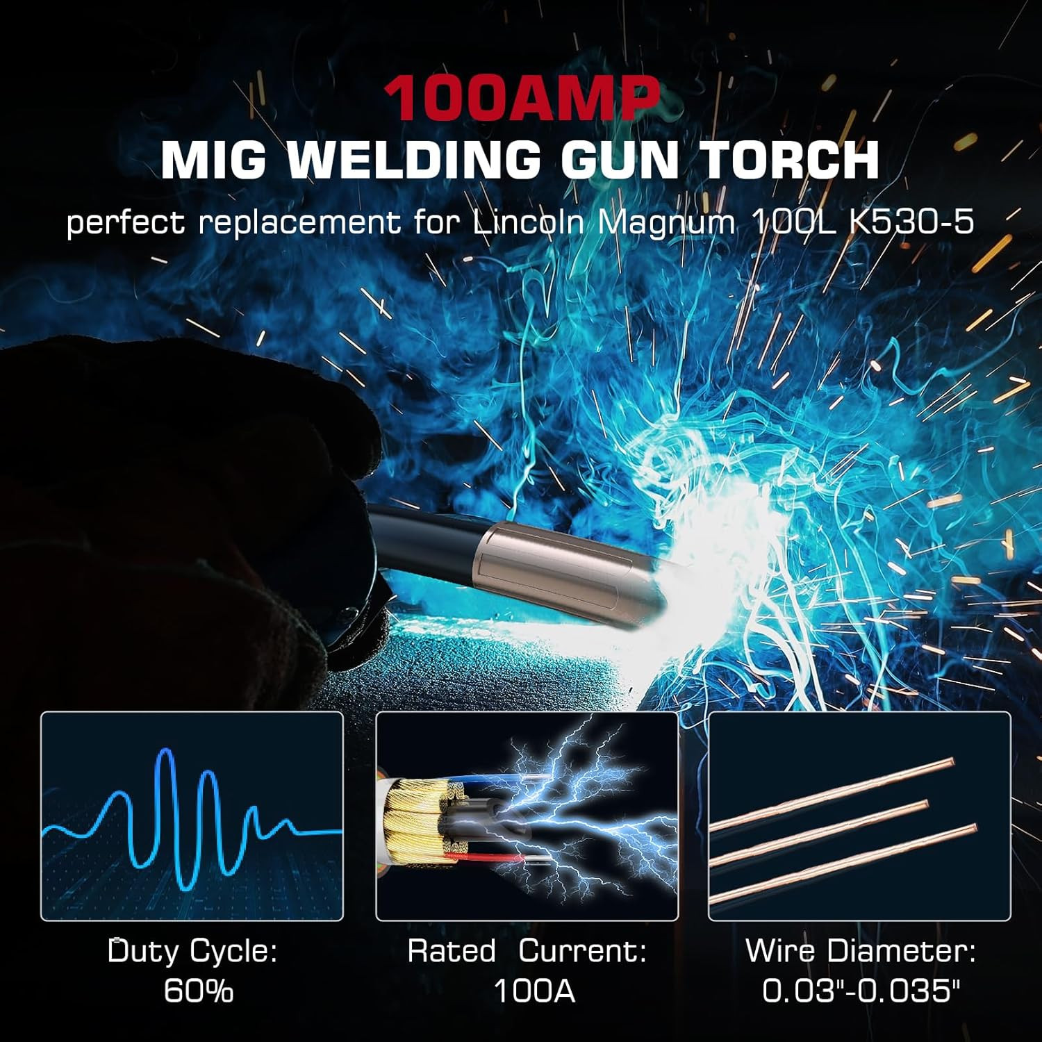 ARCCAPTAIN for Lincoln Magnum 100L MIG Welding Gun Torch Stringer 100Amp 10ft 3m