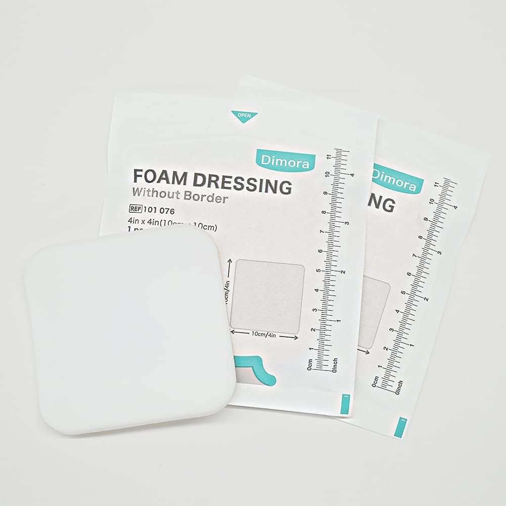Dimora Foam Dressing, Sterile Non-Adhesive Hydrophilic 4×4 Inch (Pack of 10)