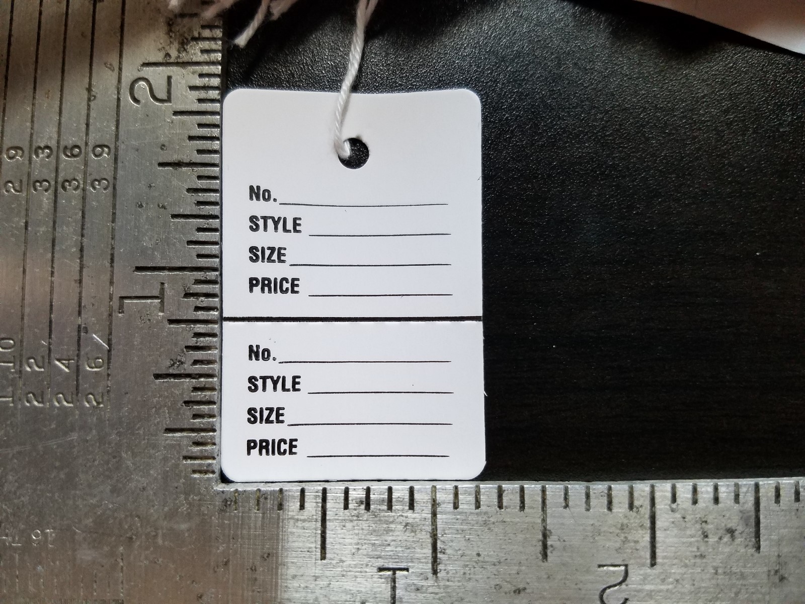 100 White Price Tags w/String Perforated 2 Part Garment Merchandise Strung Small