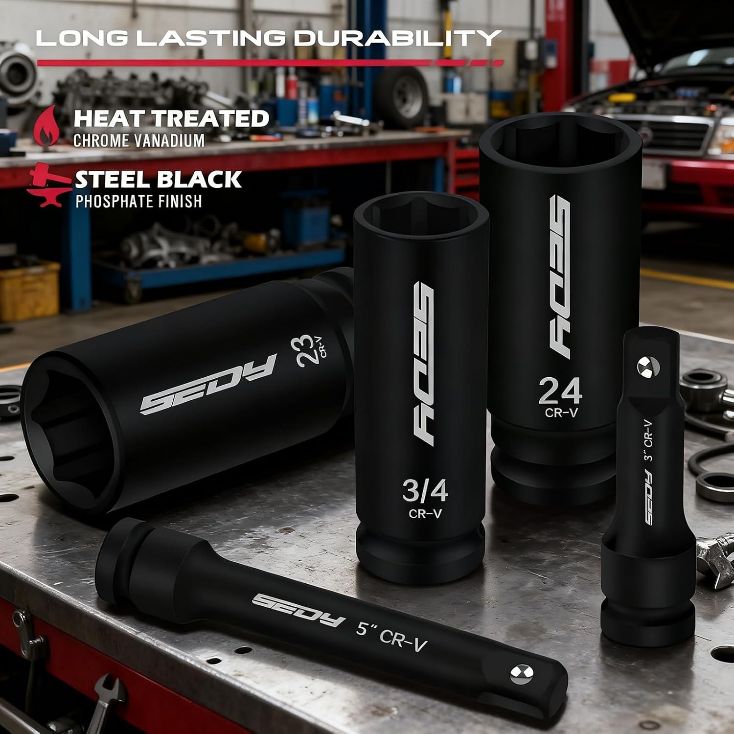 9-Piece 1/2″ Drive Impact Socket Set, SAE (3/8 to 1 inch) and Metric (10-24mm)