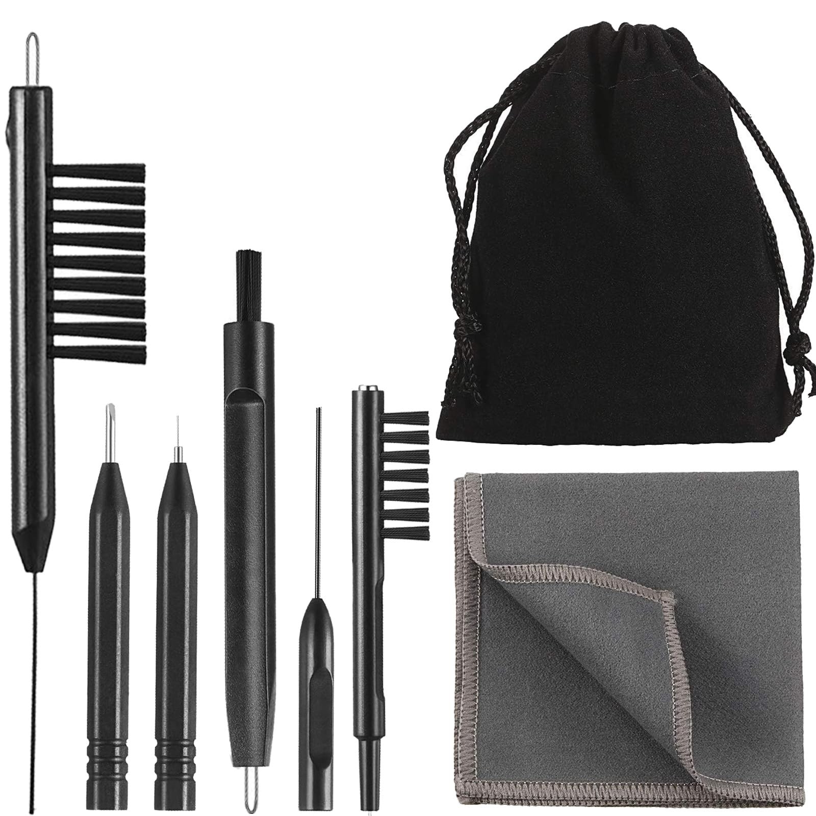 Mudder 7 Pieces Hearing Aid Cleaning Kit, Earbuds 8 Piece Set, Black