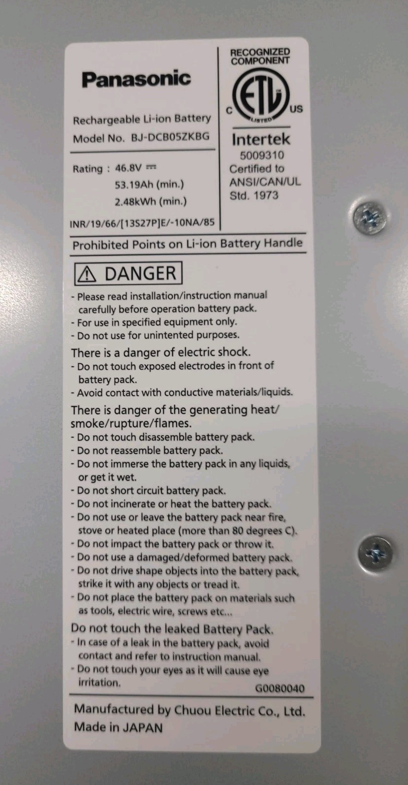Generac G0080040 3.0kWh lithium-ion PWRcel Battery Module New in Box