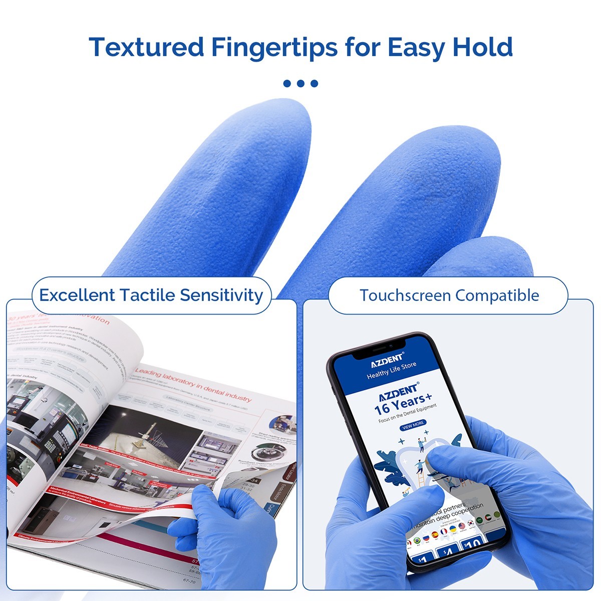 4 Mil Medical Grade Blue Nitrile Exam Latex Free Gloves S/M/L/XL