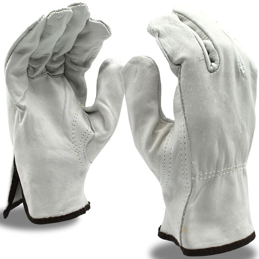 1 Pair, Cowhide Grain Leather Drivers, Work Safety Gloves (PPE) All Sizes