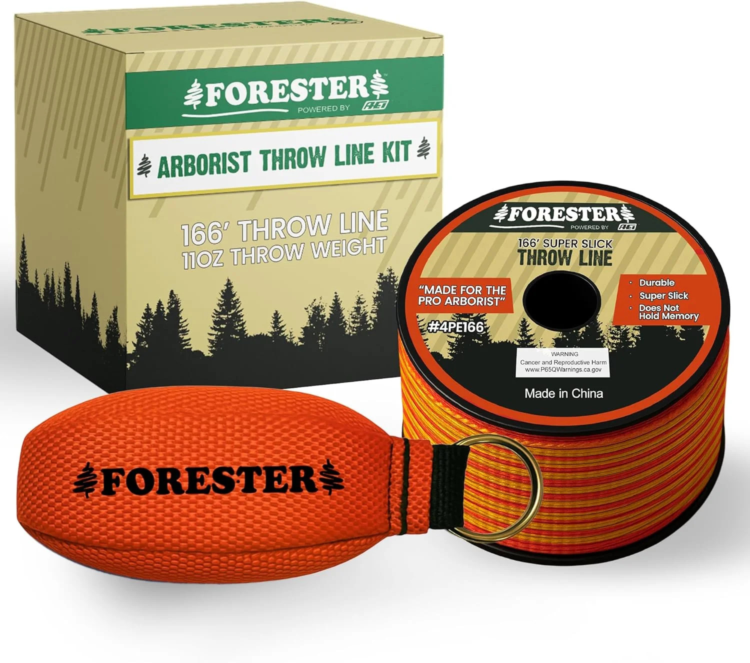 FORESTER Arborist Throw Line Kit | Throw Weight & 166ft Rope | Ultra Slick 100%